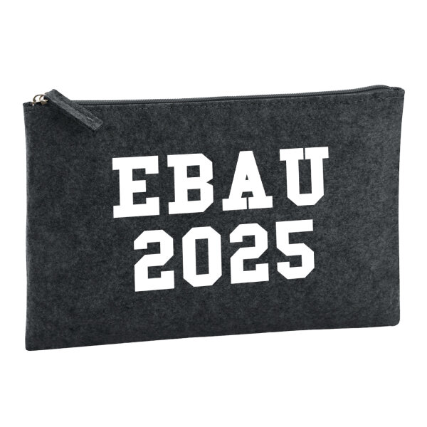 Kulturbeutel EBAU 2025 Abschluss Spanien 1 Liter Filz Charcoal Kosmetiktasche