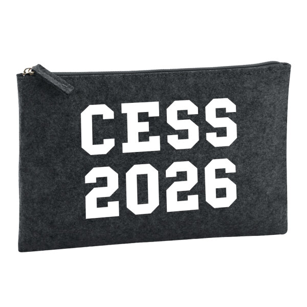Kulturbeutel CESS 2026 Abschluss Belgien (frz.) 1 Liter Filz Charcoal Kosmetiktasche