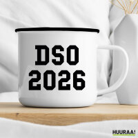 Emaille Tasse DSO 2026 Abschluss Belgien (ndl.) 300ml Vintage Emaille Becher