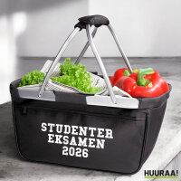 Einkaufskorb faltbar Studentereksamen 2026 Abschluss Dänemark 20 Liter Tragekorb Black