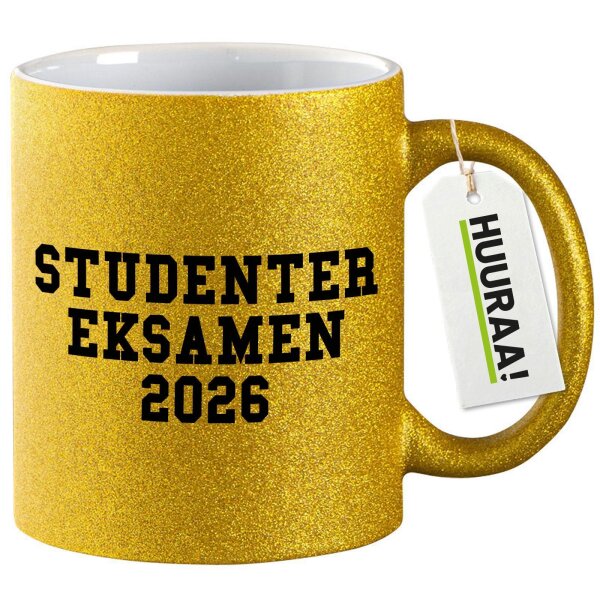 Glitzertasse Studentereksamen 2026 Abschluss Dänemark 330ml