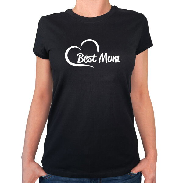 Damen T-Shirt Best Mom Heart Größe XS-XXL