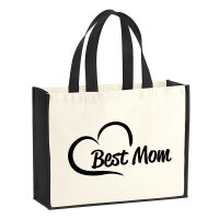 Jutetasche Best Mom Heart 21 Liter Black