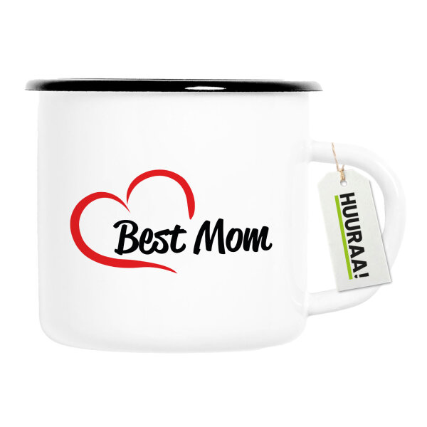 Emaille Tasse Best Mom Heart 300ml Vintage Emaille Becher
