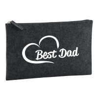 Kulturbeutel Best Dad Heart 1 Liter Filz Charcoal...