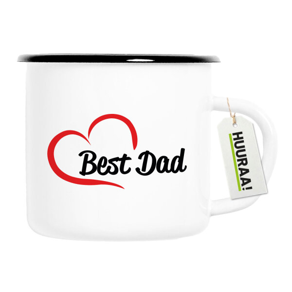Emaille Tasse Best Dad Heart 300ml Vintage Emaille Becher
