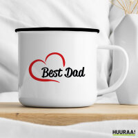 Emaille Tasse Best Dad Heart 300ml Vintage Emaille Becher