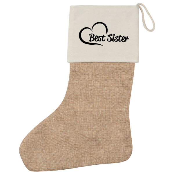 Weihnachtsstrumpf Best Sister Heart Beige