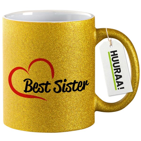 Glitzertasse Best Sister Heart 330ml