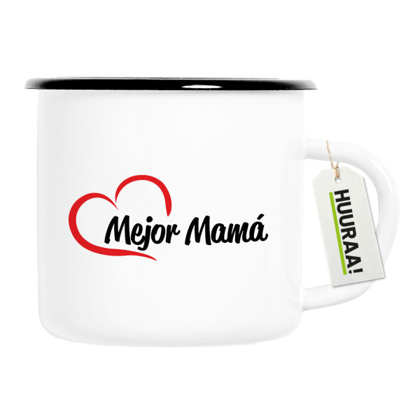Emaille Tasse Mejor Mamá Corazón 300ml Vintage Emaille Becher