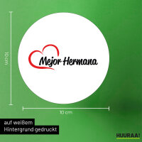 Aufkleber Mejor Hermana Corazón 10cm Sticker