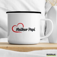 Emaille Tasse Meilleur Papi Cœur 300ml Vintage Emaille Becher