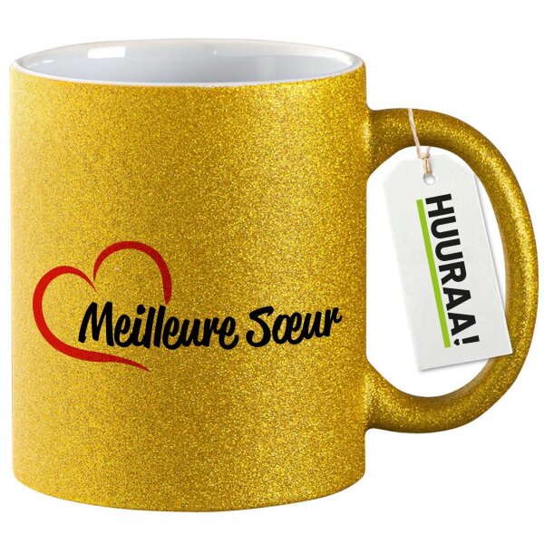Glitzertasse Meilleure Sœur Cœur 330ml