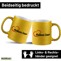 Glitzertasse Meilleure Sœur Cœur 330ml