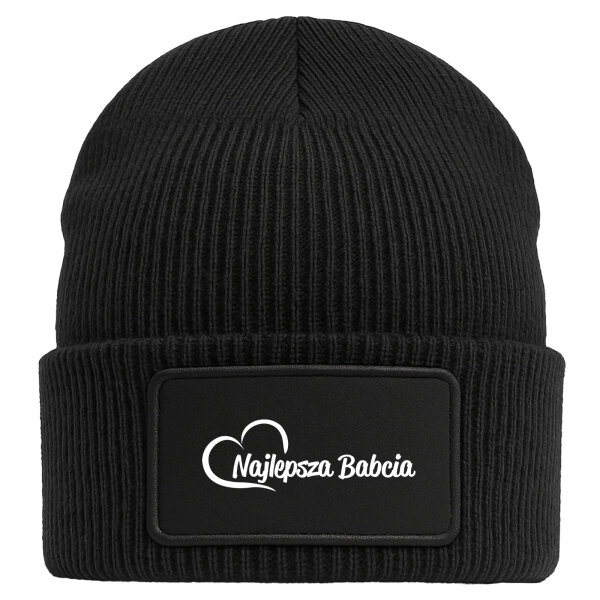 Beanie Najlepsza Babcia Serce Black Mütze