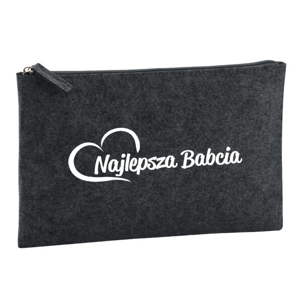 Kulturbeutel Najlepsza Babcia Serce 1 Liter Filz Charcoal Kosmetiktasche