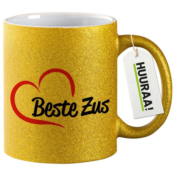 Glitzertasse Beste Zus Hart 330ml