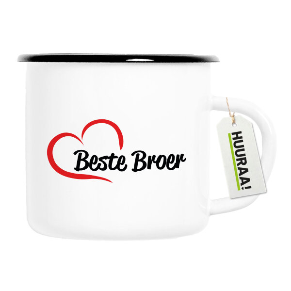 Emaille Tasse Beste Broer Hart 300ml Vintage Emaille Becher