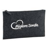 Kulturbeutel Migliore Sorella Cuore 1 Liter Filz Charcoal...