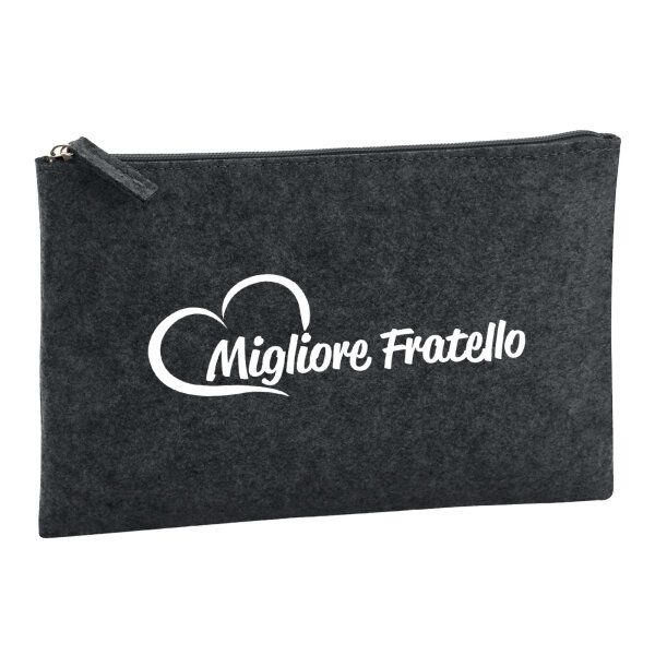 Kulturbeutel Migliore Fratello Cuore 1 Liter Filz Charcoal Kosmetiktasche