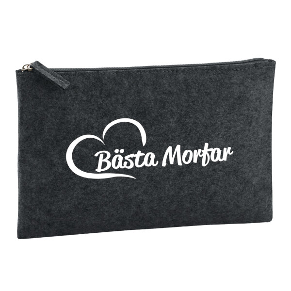 Kulturbeutel Bästa Morfar Hjärta 1 Liter Filz Charcoal Kosmetiktasche