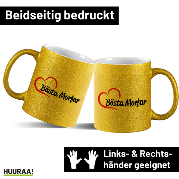 Glitzertasse Bästa Morfar Hjärta 330ml