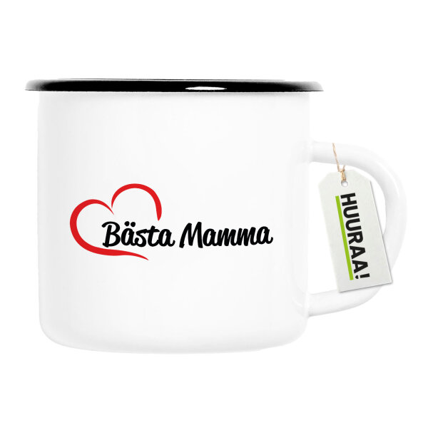Emaille Tasse Bästa Mamma Hjärta 300ml Vintage Emaille Becher