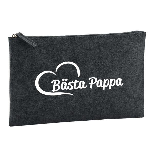 Kulturbeutel Bästa Pappa Hjärta 1 Liter Filz Charcoal Kosmetiktasche