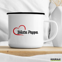 Emaille Tasse Bästa Pappa Hjärta 300ml Vintage Emaille Becher