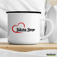 Emaille Tasse Bästa Bror Hjärta 300ml Vintage Emaille Becher