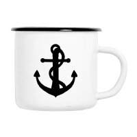 Emaille Tasse Anker Ankor in Wei&szlig;, 300 ml
