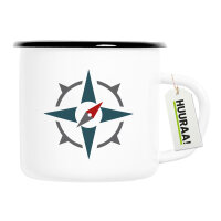 Emaille Tasse Kompass Bussole 300ml Vintage Emaille Becher