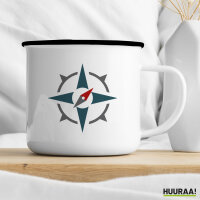 Emaille Tasse Kompass Bussole 300ml Vintage Emaille Becher