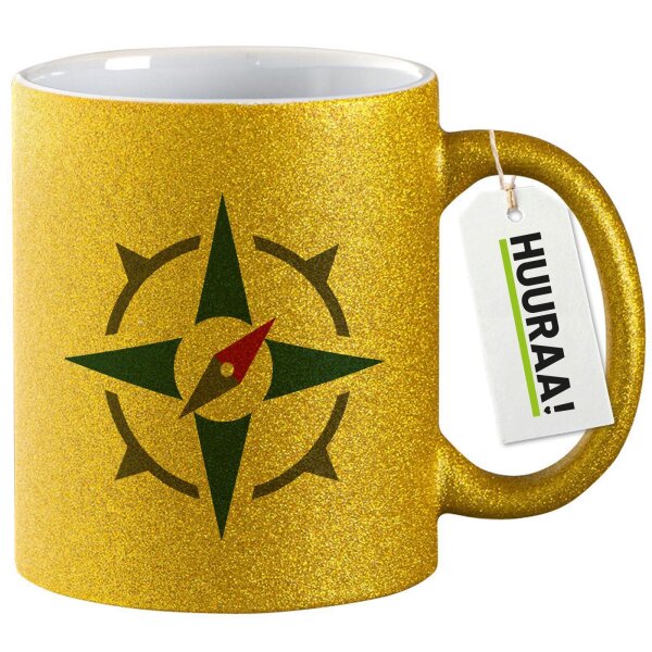 Glitzertasse Kompass Bussole 330ml