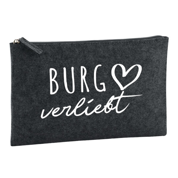 Kulturbeutel Burg verliebt 1 Liter Filz Charcoal Kosmetiktasche
