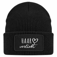 Beanie mit Patch Haar verliebt Black