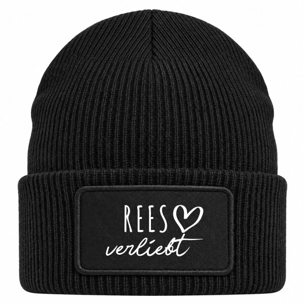 Beanie mit Patch Rees verliebt Black