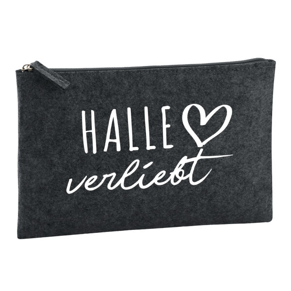 Kulturbeutel Halle verliebt 1 Liter Filz Charcoal Kosmetiktasche