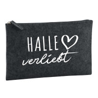 Kulturbeutel Halle verliebt 1 Liter Filz Charcoal...
