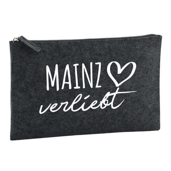 Kulturbeutel Mainz verliebt 1 Liter Filz Charcoal Kosmetiktasche