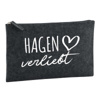 Kulturbeutel Hagen verliebt 1 Liter Filz Charcoal...