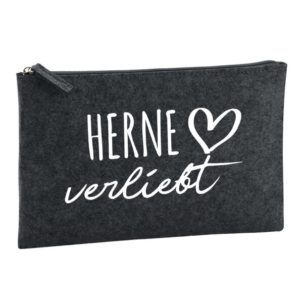 Kulturbeutel Herne verliebt 1 Liter Filz Charcoal Kosmetiktasche