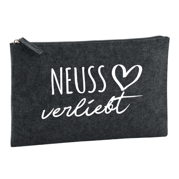 Kulturbeutel Neuss verliebt 1 Liter Filz Charcoal Kosmetiktasche