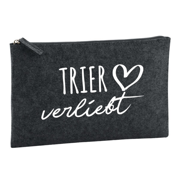 Kulturbeutel Trier verliebt 1 Liter Filz Charcoal Kosmetiktasche