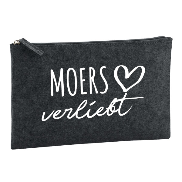 Kulturbeutel Moers verliebt 1 Liter Filz Charcoal Kosmetiktasche