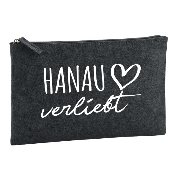 Kulturbeutel Hanau verliebt 1 Liter Filz Charcoal Kosmetiktasche