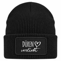 Beanie mit Patch D&uuml;ren verliebt Black
