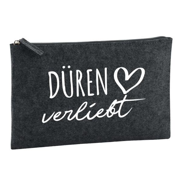 Kulturbeutel Düren verliebt 1 Liter Filz Charcoal Kosmetiktasche