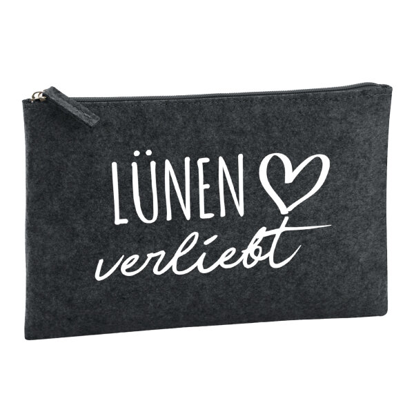 Kulturbeutel Lünen verliebt 1 Liter Filz Charcoal Kosmetiktasche
