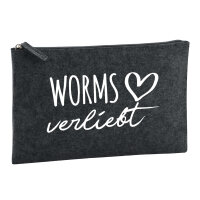 Kulturbeutel Worms verliebt 1 Liter Filz Charcoal...